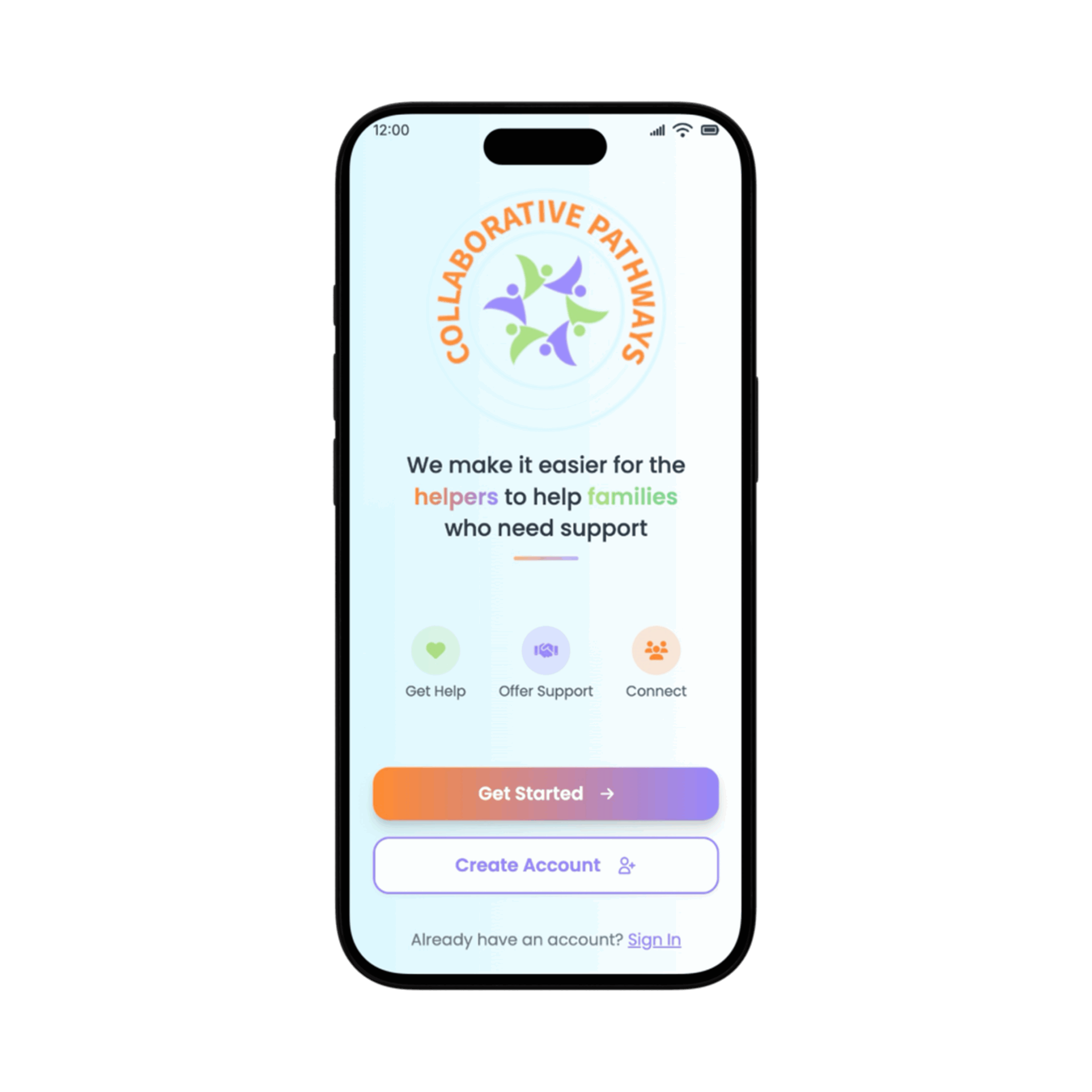 Collaborative Pathways App Home Screen